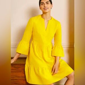 Boden Linen relaxed tiered yellow dress